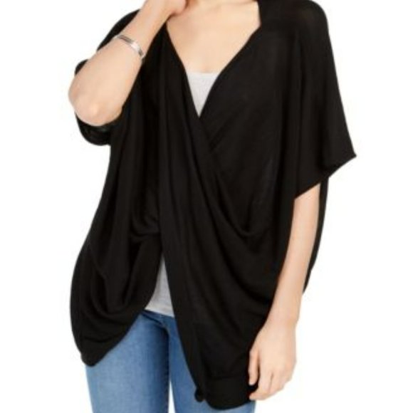 Save The Ocean Recycled front Knit Twist Poncho 98% recycled Black New ONE SIZE - Picture 2 of 5